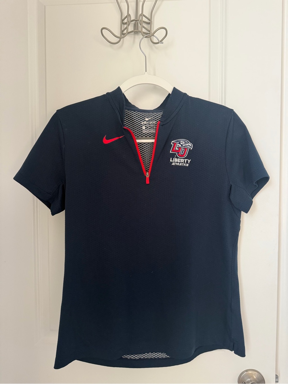 Nike Liberty Athletics Navy Short-Sleeve Quarter-Zip Top